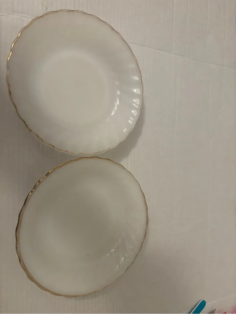 Elegant White Porcelain Bowls with Gold Rim - Set of 2